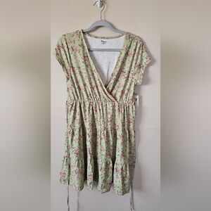 NWT No Boundaries Size L Floral Dress Green